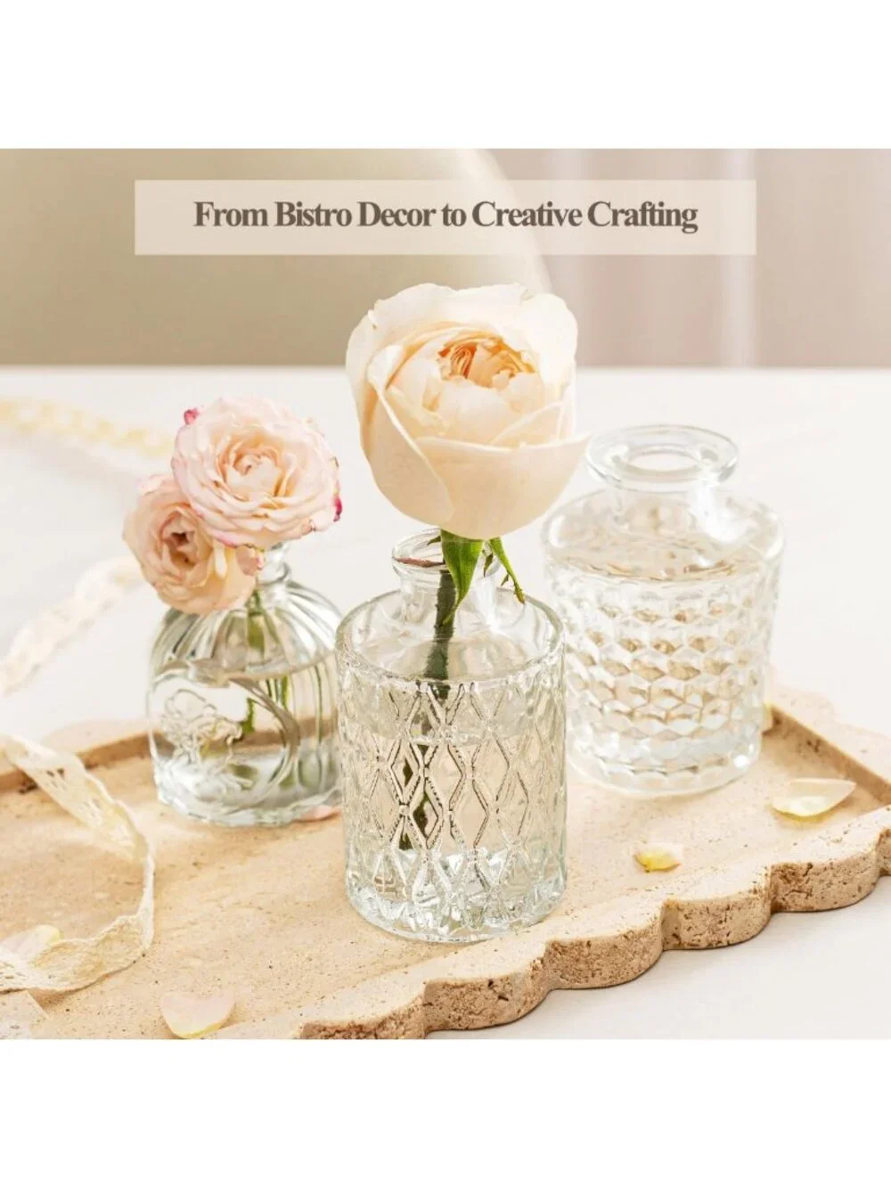 Set of 12 Clear Glass Bud Vases - Small Flower Centerpieces for Weddings